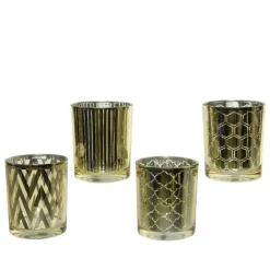 Photophore en verre avec motifs géométriques - Ø 7 x h 8,3 cm