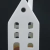 Photophore forme maison à étages en céramique blanche taille S - Ø 6,5 x H 13,5 cm