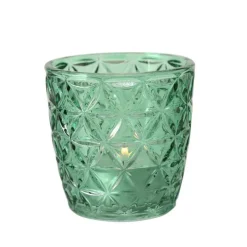 Photophore Marilu en verre bleu H 7,5 x Ø 7,5 cm