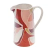 Pichet en grès à motifs rouge et rose Elena - 22 x 20 x13 cm
