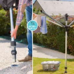 Pied de parasol droit pour mât coloris gris en aluminium Gard&Rock - Ø 8 x 28 cm