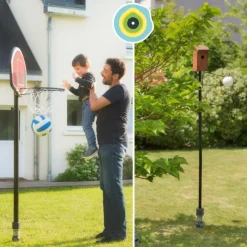 Pied de parasol droit pour mât coloris gris en aluminium Gard&Rock - Ø 8 x 28 cm