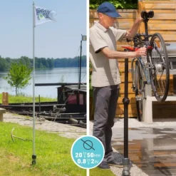 Pied de parasol droit pour mât coloris gris en aluminium Gard&Rock - Ø 8 x 28 cm