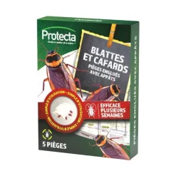 Pièges englués avec appât contre blattes et cafards Protecta - Les 5 pièges