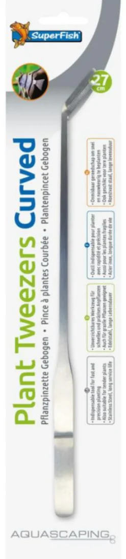 Pince à plantes pour aquarium en inox courbé SuperFish - 27 cm