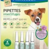 Pipettes antiparasitaires répulsives pour chiot et petit chien moins de 10 kg Francodex - 4 x 1 ml
