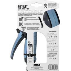 Pistolet en métal gainé botanic® - 7 jets avec débit réglable et gâchette verrouillable