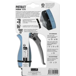 Pistolet premium botanic® - 8 jets avec débit réglable et gâchette verrouillable