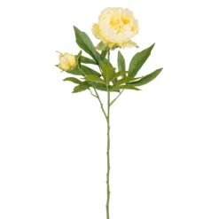 Pivoine artificielle recyclée jaune - H 66 cm