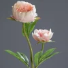 Pivoine rose artificielle 2 fleurs - 60 cm