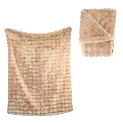 Plaid beige en polyester - 170 x 130 cm