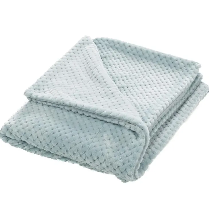 Plaid coloris bleu en polyester Damier - 130 x 70 cm