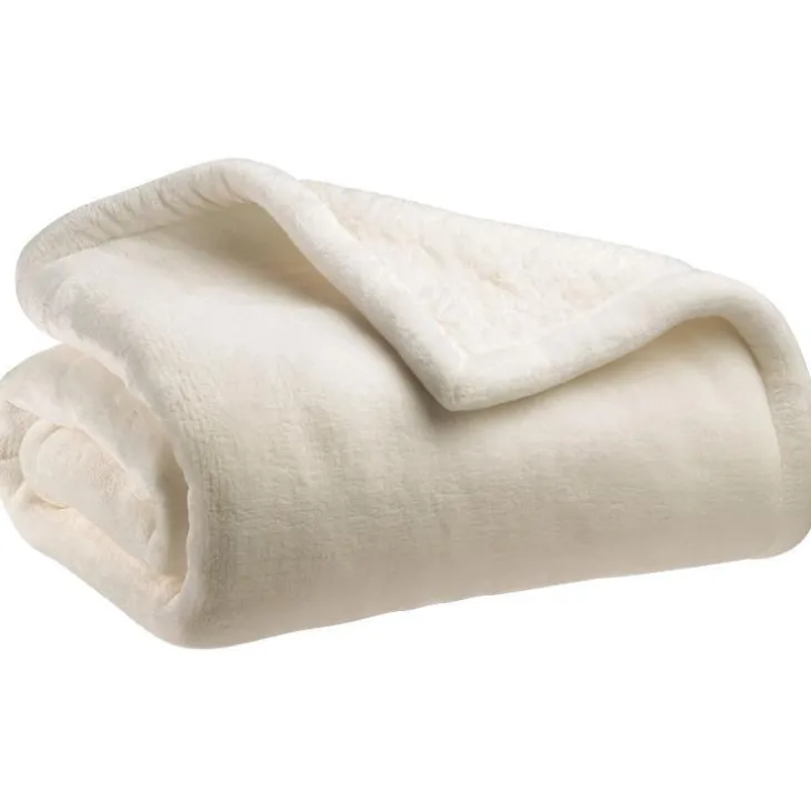 Plaid coloris neige en polyester Michka – 130 x 160 cm