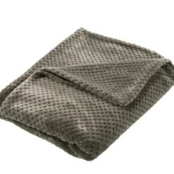 Plaid damier en polyester kaki- 130 x 170 cm