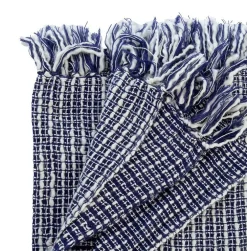 Plaid décoratif chenille et pompons coloris multicolore en coton - 130 x 170 cm