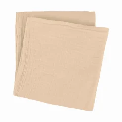 Plaid en coton coloris beige Fripouille - 130 x 180 cm