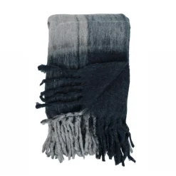 Plaid rectangulaire à carreaux bleu en acrylique - 125 x 150 cm