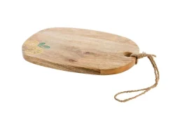 Planche ovale citron coloris marron en bois de manguier - 38 x 26 x 3 cm