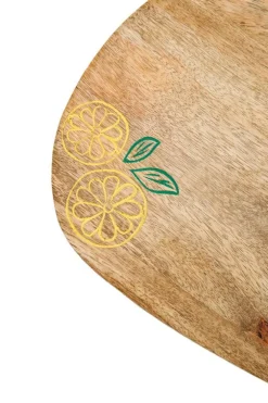 Planche ovale citron coloris marron en bois de manguier - 38 x 26 x 3 cm