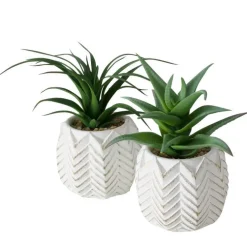 Plante artificielle en pot blanc - 14 cm