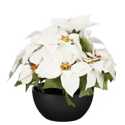 Plante artificielle Poinsettia blanc en pot - Ø 35 x H 30 cm