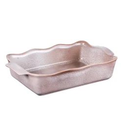 Plat à four rectangulaire en porcelaine marron Ely - 36 x 21 x H 8 cm