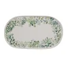 Plat de présentation coloris vert en céramique motifs feuillages Scandinavian Natura - 39 x 22 cm