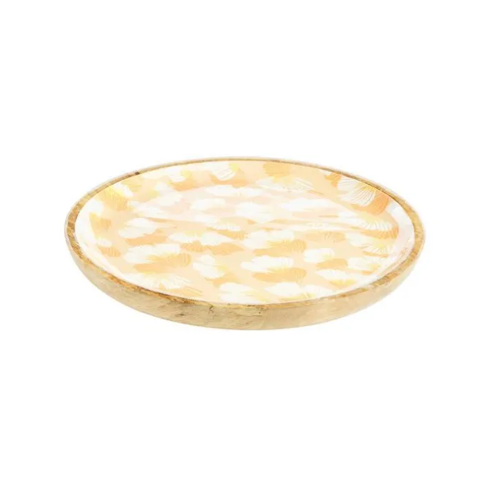 Plat rond émaillé coloris bois en bois de manguier Estival - Ø 30 cm