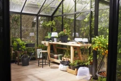 Plateau de culture en plastique recyclé coloris living noir avec couvercle serre Elho Green Basics Allin1 taille M - 18 x 32 x 13,2 cm