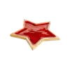Plateau forme étoile en bois de manguier émaillé rouge - 30 x 30 x 2,3 cm