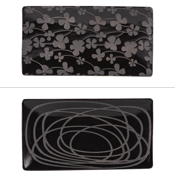 Plateau Lava coloris noir en grès - 29 x 16 cm