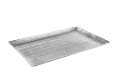 Plateau rectangulaire martelé coloris gris en aluminium - 39 x 24 x 2,5 cm