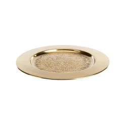 Plateau rond en métal doré martelé - Ø 30 cm