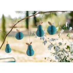 Poire en papier à suspendre coloris vert H 16,5 cm