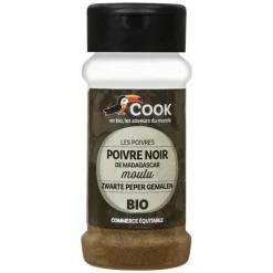 Poivre noir en poudre bio dans un pot de 45 g