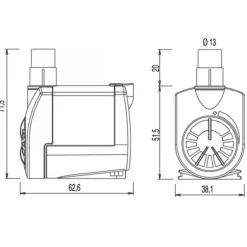 Pompe pour aquarium débit 600 L/H, NEWA, modèle NJ600