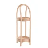 Porte plantes 2 plateaux coloris marron en rotin naturel - 34 x 34 x 85 cm