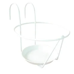 Porte pot avec soucoupe en métal blanc Ø 25 cm