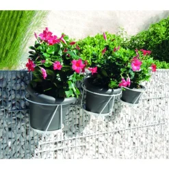 Porte pot soucoupe avec crochet en métal blanc Ø 16/18 cm