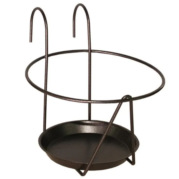 Porte pot soucoupe avec crochet gris Ø 16/18 cm