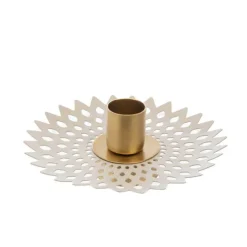 Porte-bougie forme étoile ronde en métal beige - Ø 12 x 4,5 cm