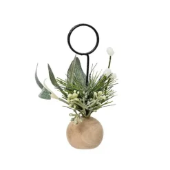 Porte-carte coloris vert avec boules en bois, pommes de pin, eucalyptus et paillettes Mordern – 13 x 7 x 7 cm