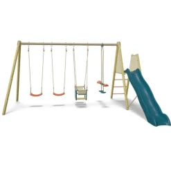 Portique 2 balançoires 1 nacelle en bois et métal Trigano - 2,32 m