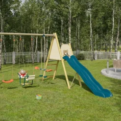 Portique 2 balançoires 1 nacelle en bois et métal Trigano - 2,32 m