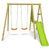 Portique 2 balançoires 1 toboggan en bois Trigano - 2,30 m