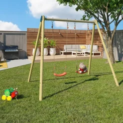 Portique 2 balançoires avec siège bébé en métal Trigano - 2,32 m