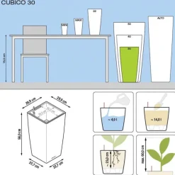 Pot à réserve d'eau Cubico Rouge scarlet L.30x30 x H.56 cm