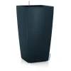Pot à réserve d’eau gris ardoise Lechuza Cubico color kit complet Trend - 22 x 22 x 41 cm