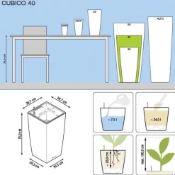 Pot à réserve d'eau Lechuza Cubico Premium 40 blanc - 40 x 40 x 75 cm