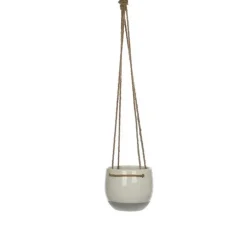 Pot à suspendre blanc en céramique Mica Décorations Resa - H 11,5 x Ø 13,5 cm